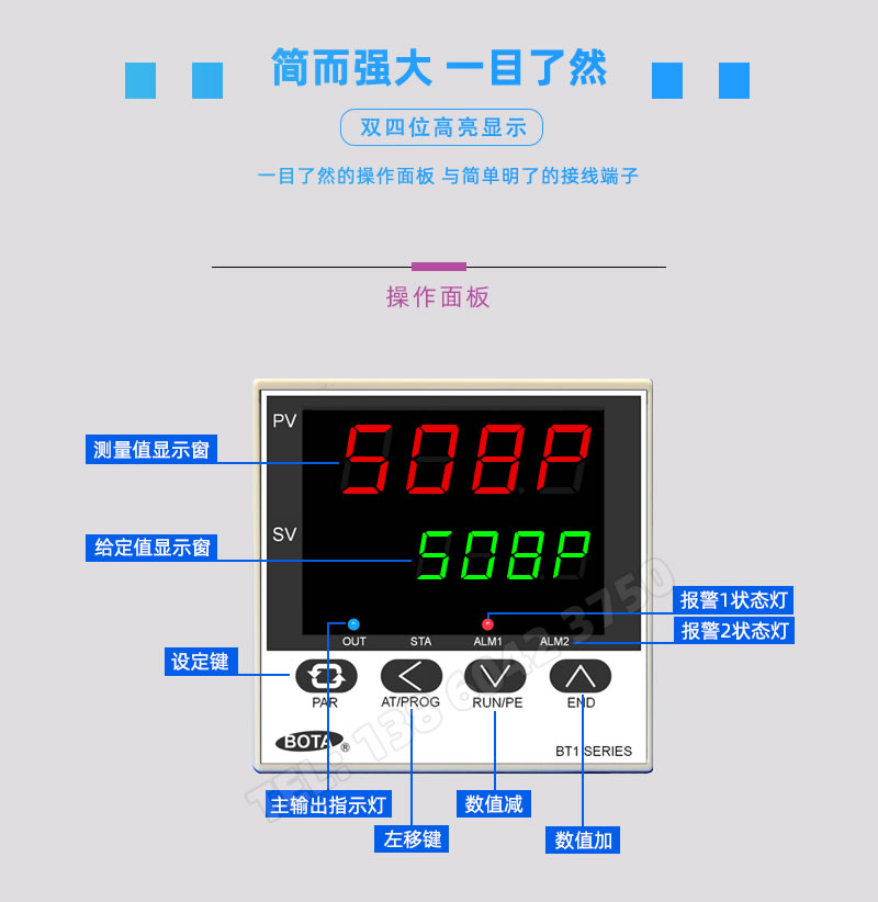 BT508系列温控表操作面板